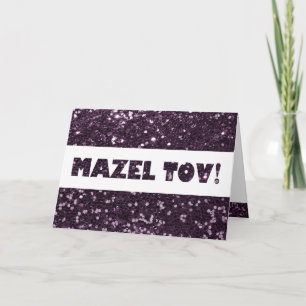 Cartão Plum Purple Glitter Mazel Tov Congratulations