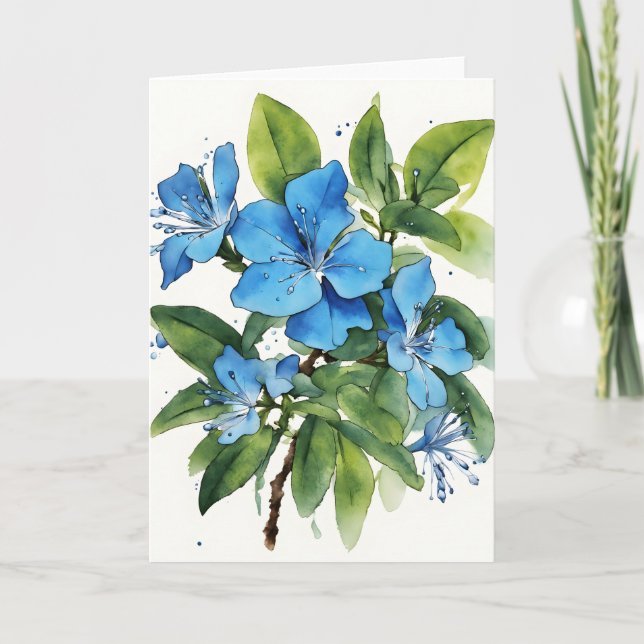 Cartão Plumbago Auriculata - Flores em aquarela (Frente)