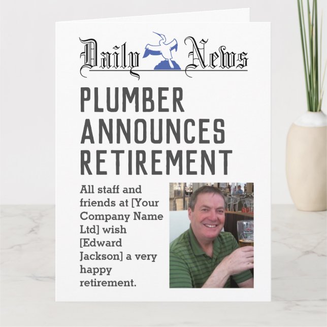 Cartão Plumber Retirement Card para personalizar (Frente)