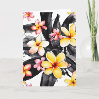 Cartão Plumeria - Flores aquarela