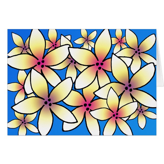 Cartão Plumeria havaiano (Frente Horizontal)