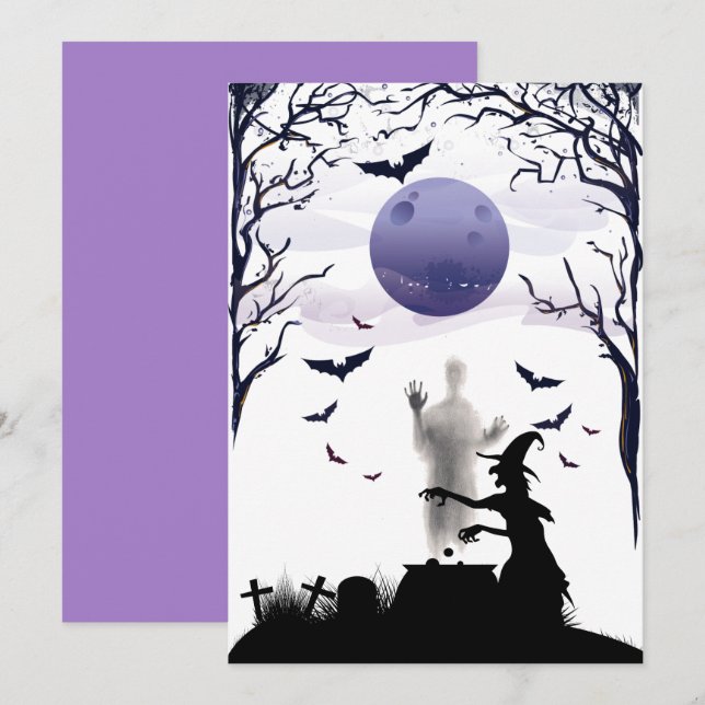 Cartão Poção de Arranque de Bruxas do Halloween (Frente/Verso)