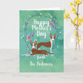 Cartão Podenco personalizável Cães Mãe Dia de as mães Flo