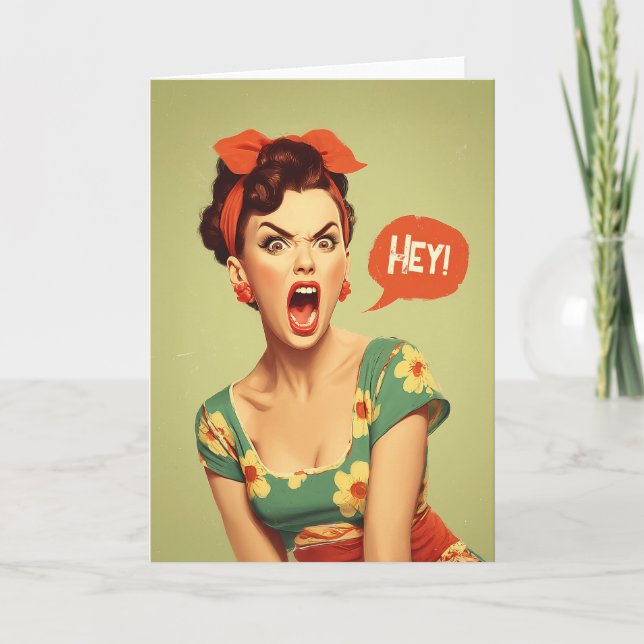 Cartão Poderoso Grito Pin-Up Vintage (Frente)