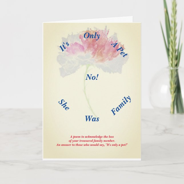 Cartão Poem Female Pet Loss Simpatia Dobrada (Frente)