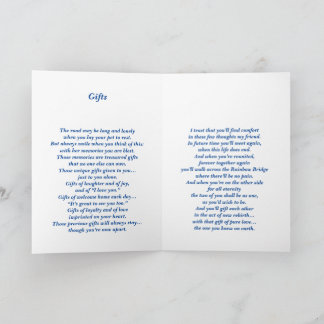 Cartão Poem Female Pet Loss Simpatia FLST Folded Card