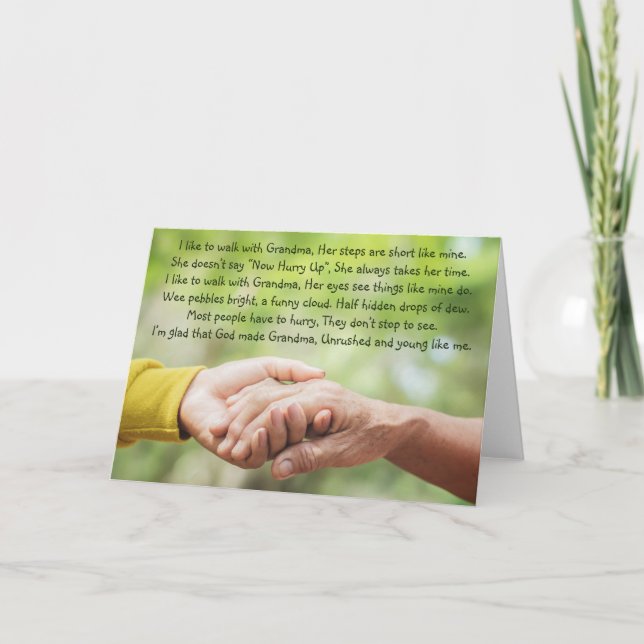 Cartão Poem Grandmother Grandma Grandchild Inspirational  (Frente)