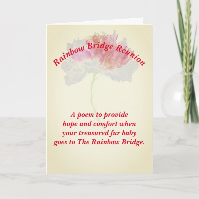 Cartão Poema: Conforto Para Perda De Animais De Companhia (Frente)
