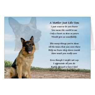 Cartão Poema da mãe - cão de german shepherd