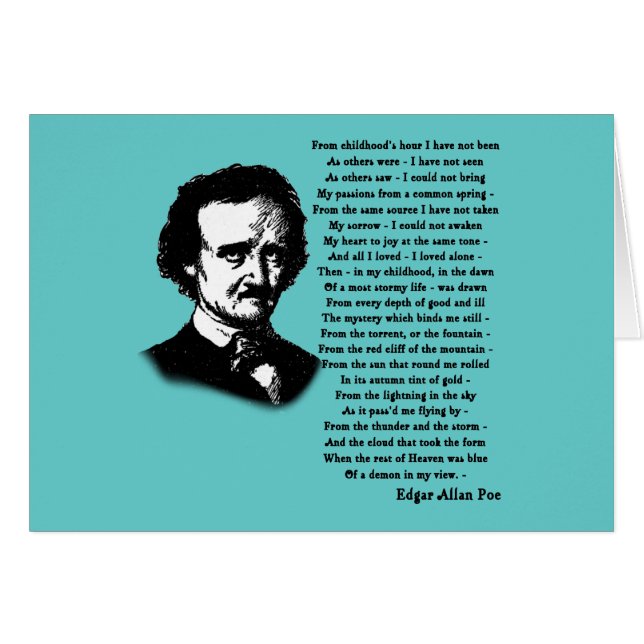 Cartão Poema de Edgar Allan Poe SOZINHO (Frente Horizontal)