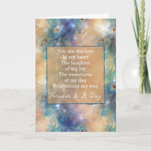 Cartão Poema de Peacock Dourado Azul Aqua