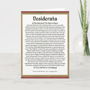 Cartão Poema DESIDERATA  Max Ehrmann-Caligrafia Medieval