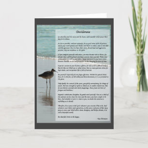 Cartão Poema Desiderata - Seagull na cena da praia
