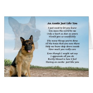 Cartão Poema do Auntie - cão de german shepherd