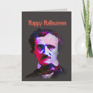 Cartão Poema feliz do corvo do Dia das Bruxas Edgar Allan