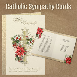 Cartão Poinsettia de Condolências de Natal Católico