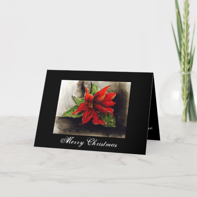 Cartão Poinsettia de Natal (Frente)
