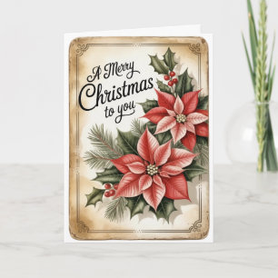 Cartão Poinsettia e Galho de Pinheiro Natal