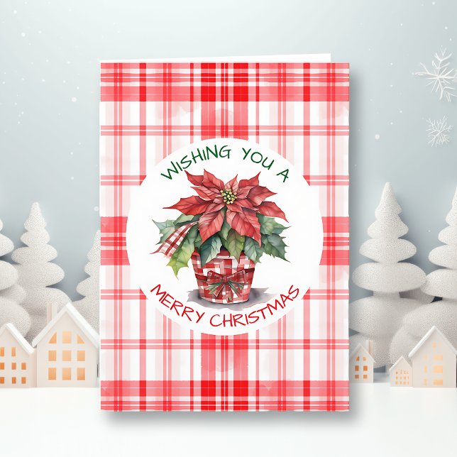 Cartão Poinsettia Natal Aquarela Personalizada (Criador carregado)