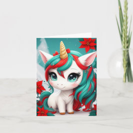 Cartão Poinsettia Unicorn