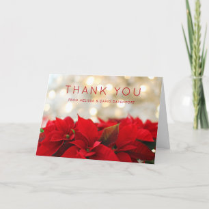 Cartão Poinsettias Vermelhas com Agradecimento de Natal e