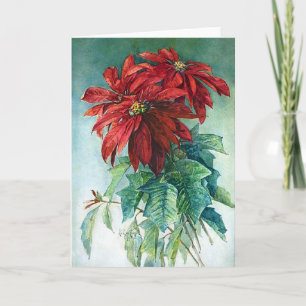 Cartão Poinsettias Watercolor Fine Art Greeting Card