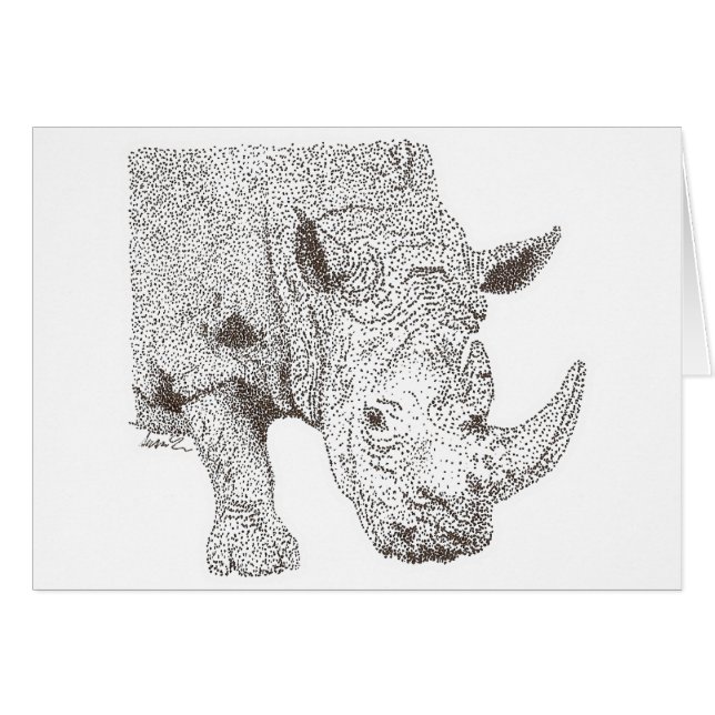 Cartão Pointillism do rinoceronte (Frente Horizontal)