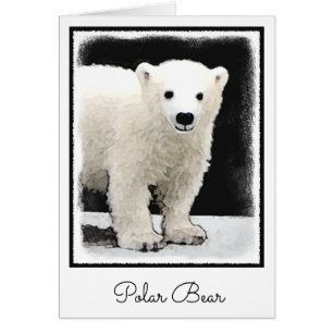 Cartão Polar Bear Cub Painting - Arte Original
