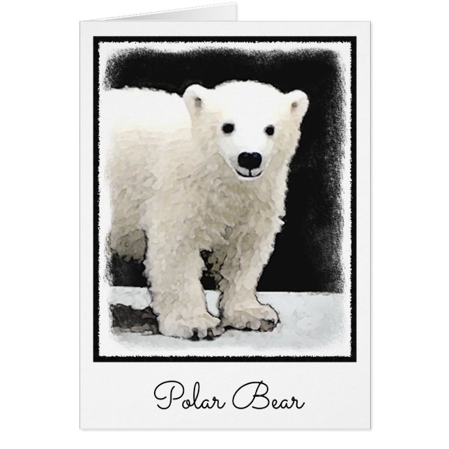 Cartão Polar Bear Cub Painting - Arte Original (Frente)