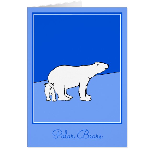 Cartão Polar Bear Mãe e Pintura em Cubo - Arte Selvagem (Frente)