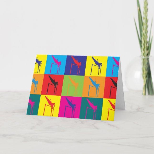 Cartão Pole Vaulting Pop Art (Frente)