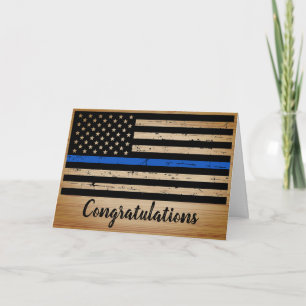 Cartão Police Graduation Rustic Thin Blue Line