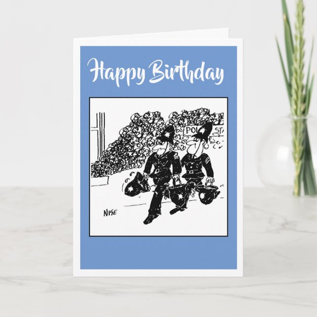 Cartão Polícia apaga fogo com água em capacetes (Frente)