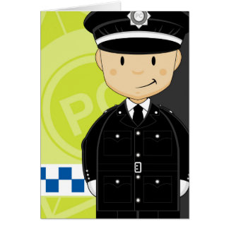 Cartão Polícia bonito de Ingleses dos desenhos animados