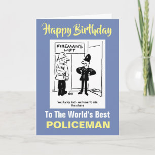 Cartão Polícia e Piada de Bombeiros - Feliz Aniversário