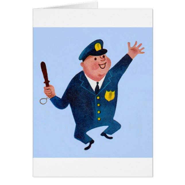 Cartão polícia feliz dançando (Frente)