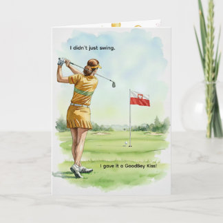 Cartão Polish Golfer Birthday Card, Retro Lady, Poland