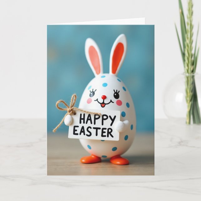 Cartão Polka Dot Easter Faux Porcelain Card (Frente)