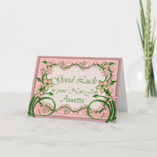 Cartão Polkadot Pink Good Luck in the New Job Card