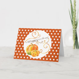 Cartão Polkadot Pumpkin Fall Orange Baby Announing