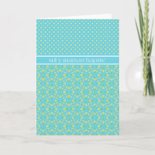 Cartão Polkas Daffodils Mother's Day Card: Welsh Greeting