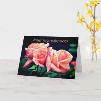Cartão Polonês Aniversário Sto Lat Rosebuds Floral