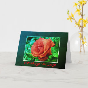 Cartão Polonês Birthday Sto Lat Rosa vermelha Floral
