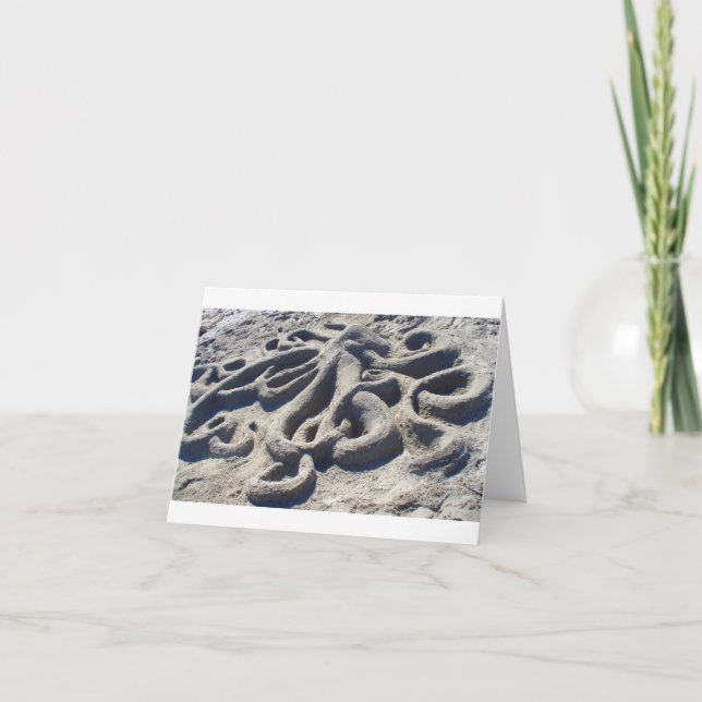 Cartão Polvo na areia (Frente)
