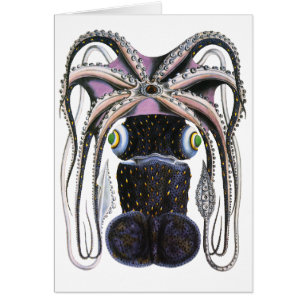 Cartão Polvo ou Lula Gigante, Animal de Vida Marinha Anti