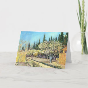 Cartão Pomar em Flor, Ladeado por Ciprestes de Van Gogh