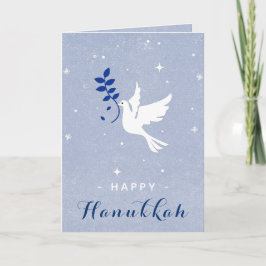 Cartão Pomba Branca Feliz Hanukkah Faíscas & Flocos de Ne