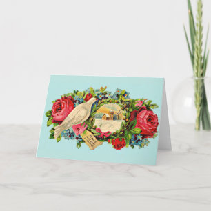 Cartão Pomba branca vitoriosa e mensagem de amor