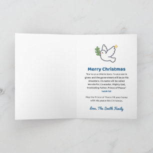 Cartão Pomba de Natal Personalizada Príncipe da Paz
