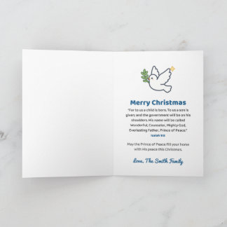 Cartão Pomba de Natal Personalizada Príncipe da Paz